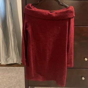 Pink Blush Long Sleeve Off Shoulder Sweater Tunic